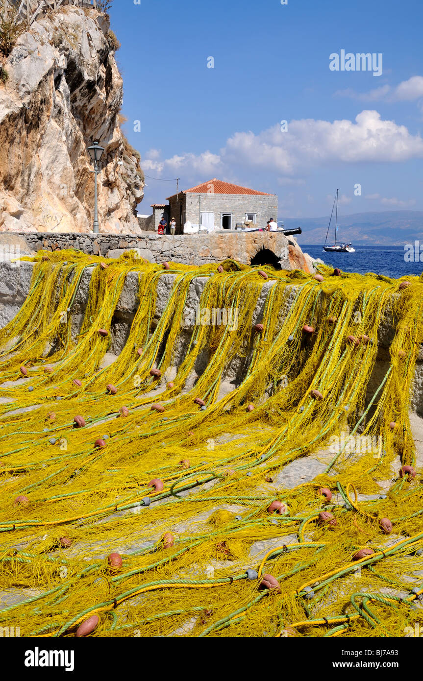 Fishing nets, Hydra island, Greece Stock Photo