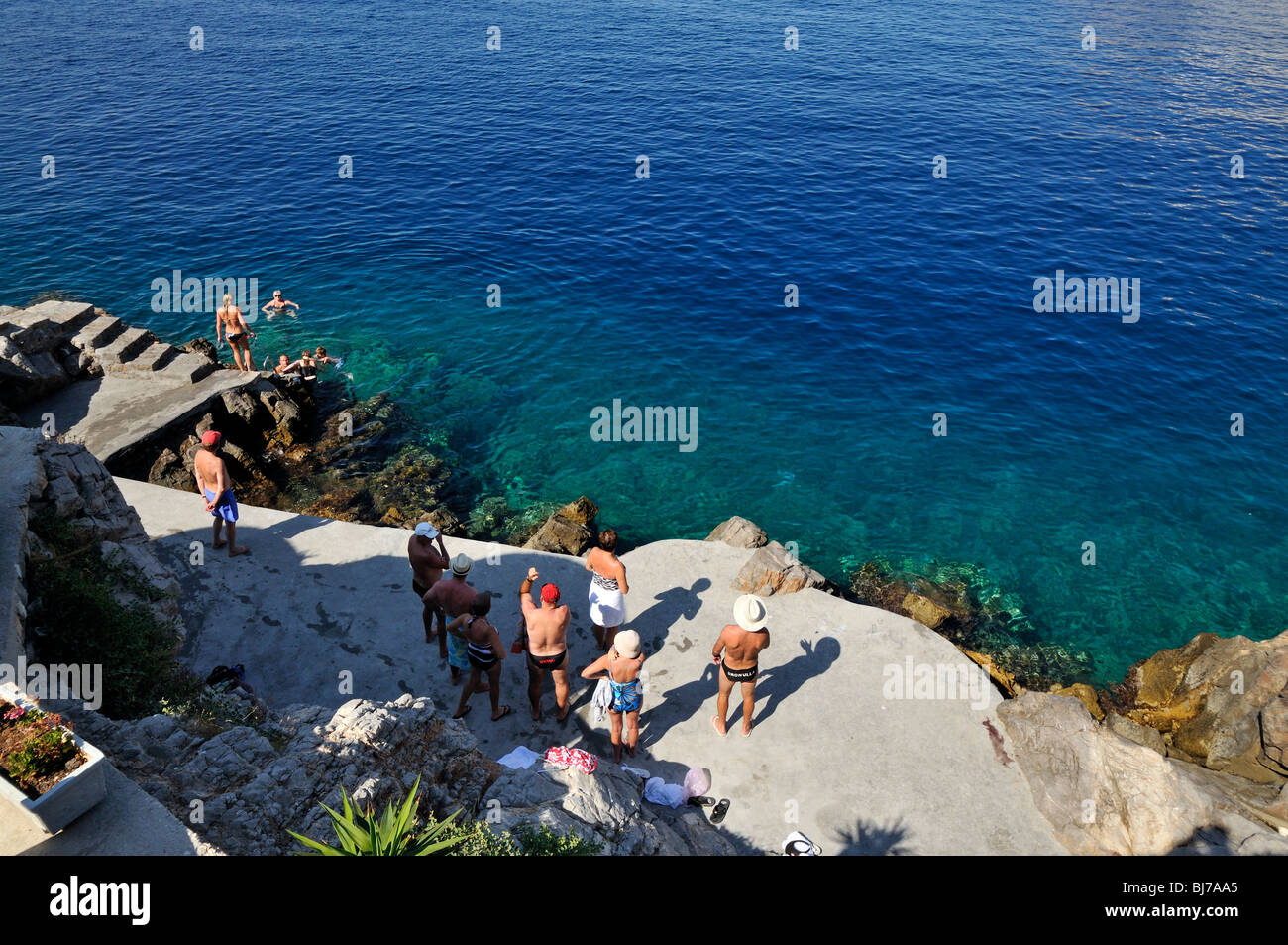 Spilia swimming area, Hydra island, Greece Stock Photo