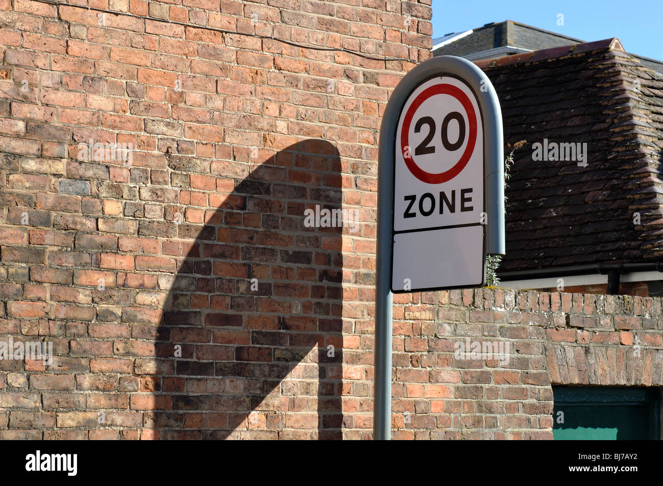 20 miles per hour zone sign, UK Stock Photo