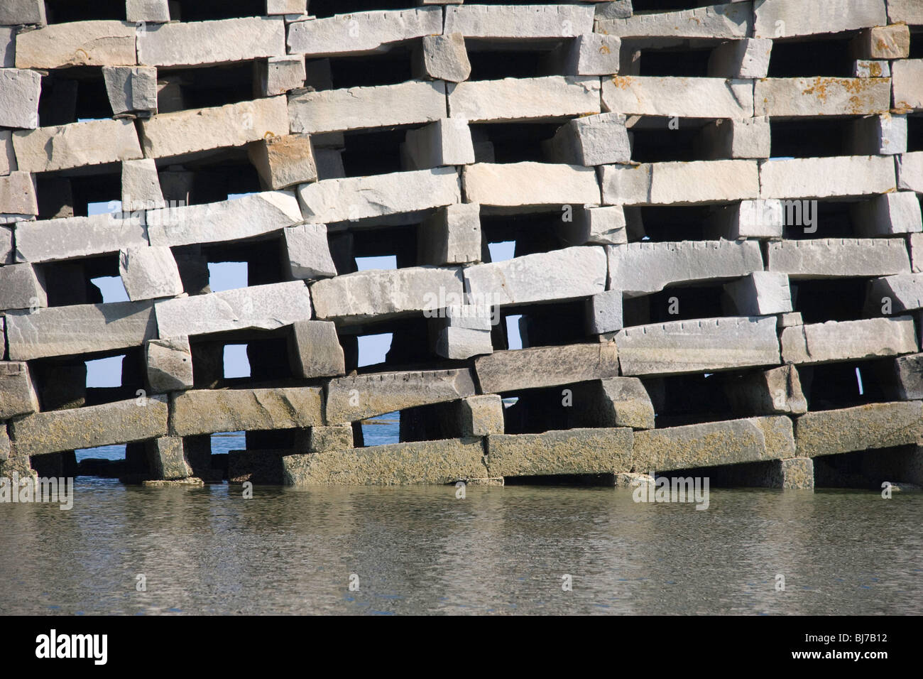 Unique opencribwork construction of the Bailey Island Bridge allows