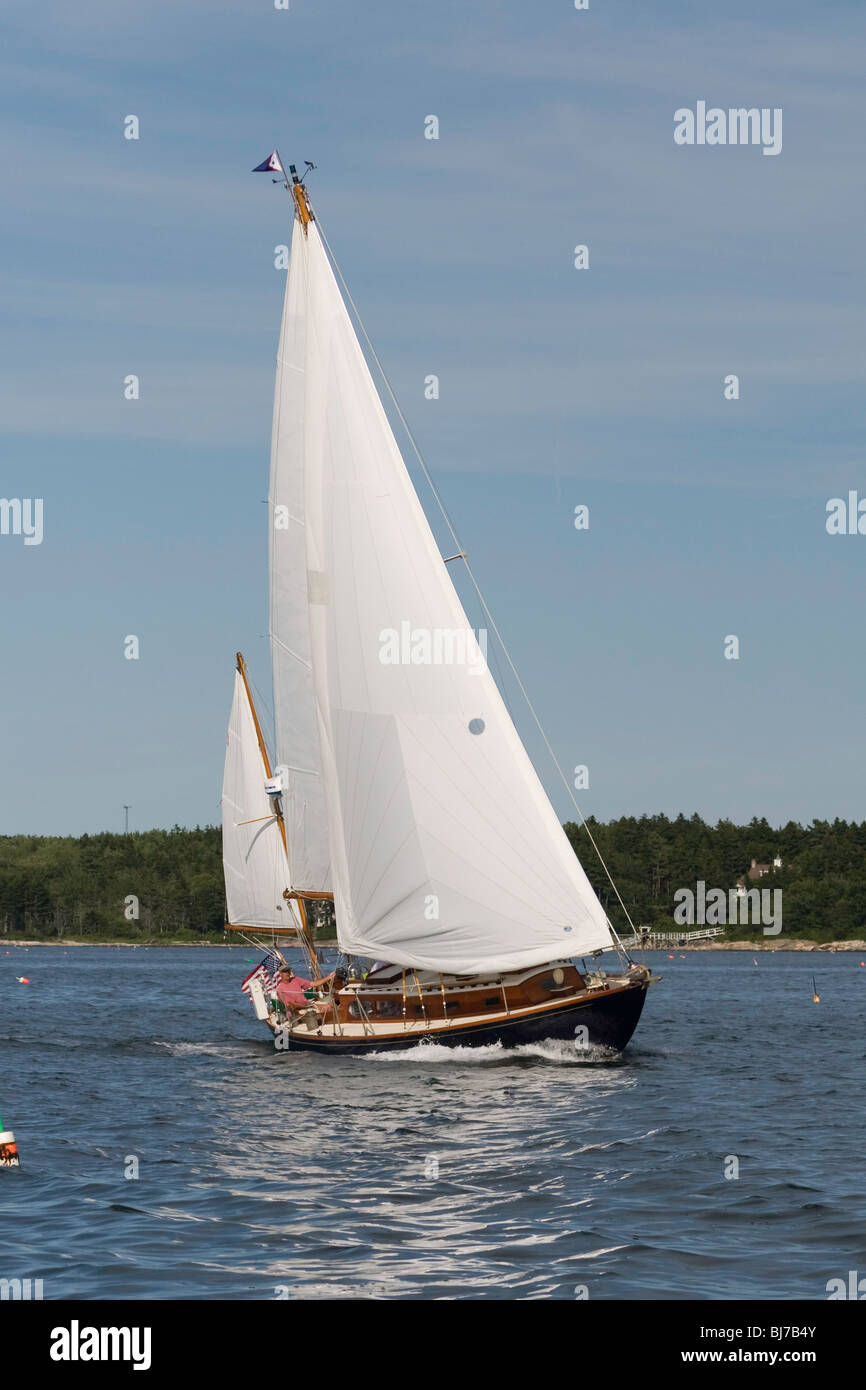 Cruising yawl sailboat enjoying summer hires stock photography and