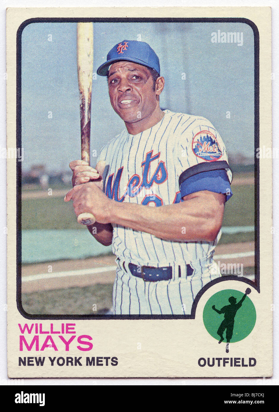 Collectible baseball card - Willie Mays of New York Mets Stock Photo. 