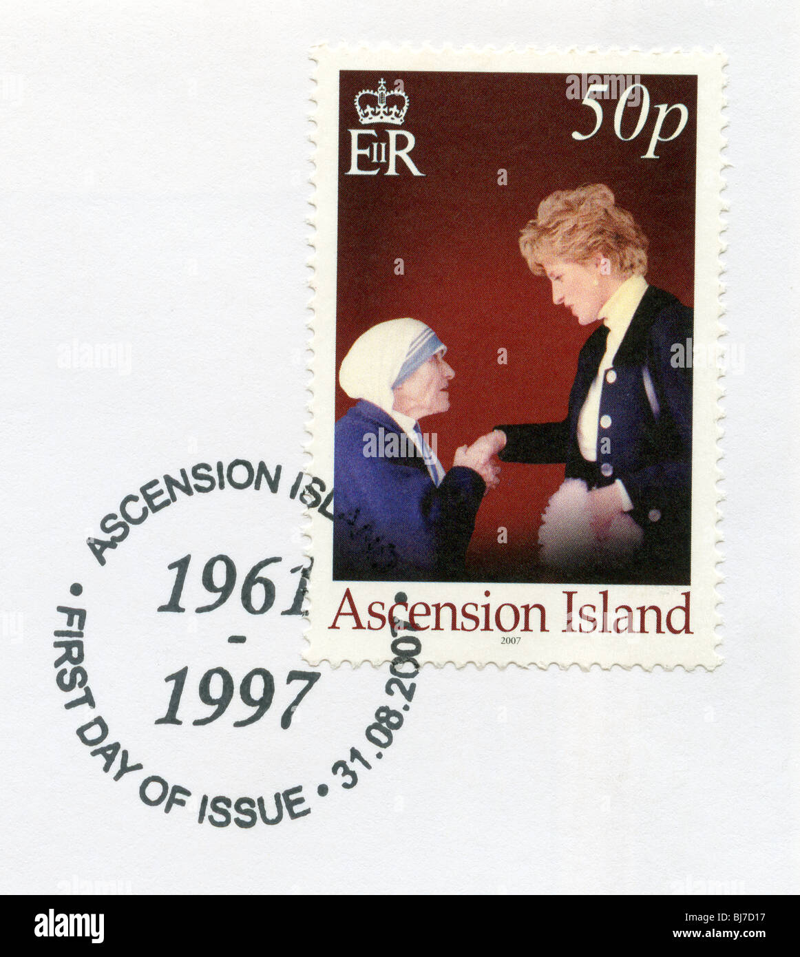 Ascension Island postage stamp (Princess Diana and mother Theresa) Stock Photo