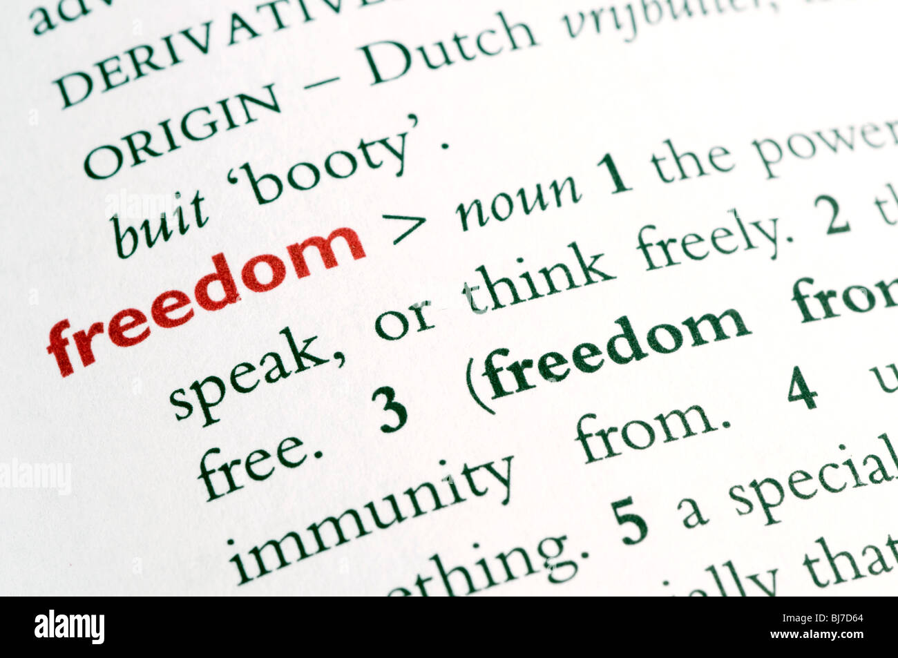 Dictionary definition of the word 'freedom' Stock Photo