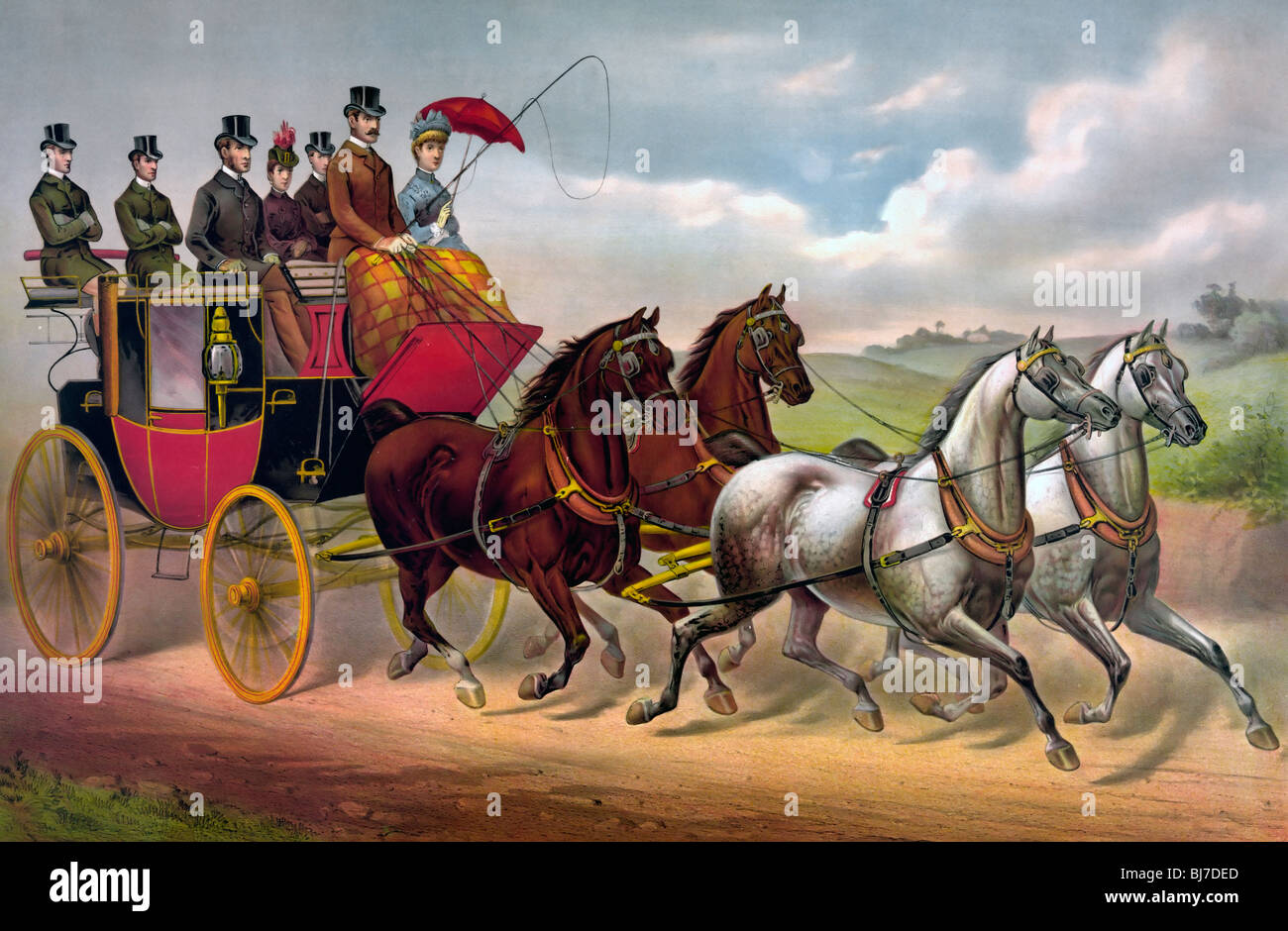 Four in hand stage coach, circa 1887 Stock Photo Alamy