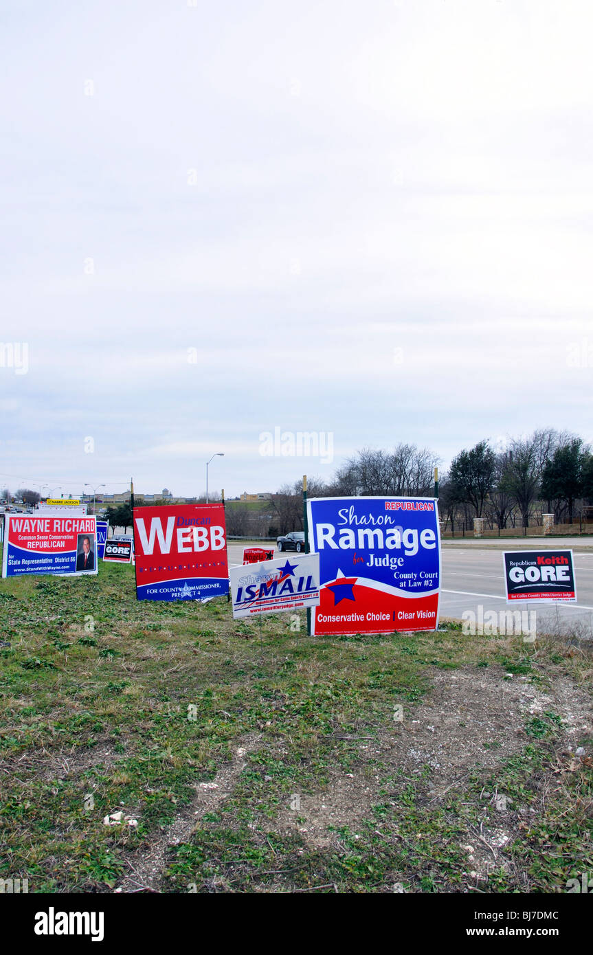 Election campaign signs, Texas, USA Stock Photo