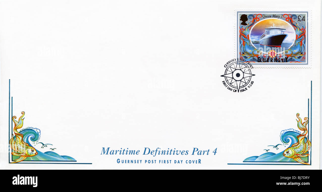 Guernsey first day cover envelope (Queen Mary Stock Photo Alamy