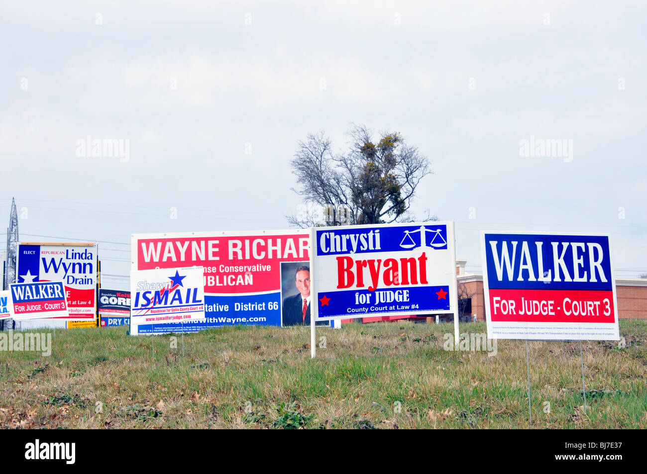 Election campaign signs, Texas, USA Stock Photo