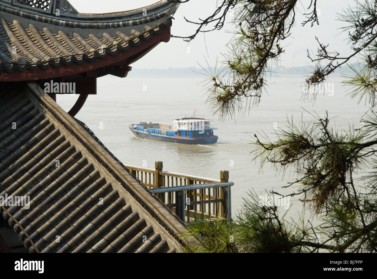 View from Suojiang Tower on Yangtze River  Jiujiang. Jiangxi province, China. Stock Photo