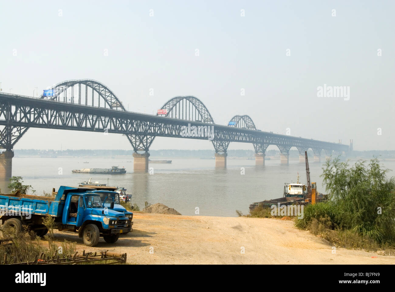 Yangtze River Bridge. Jiujiang. Jiangxi province, China. Stock Photo