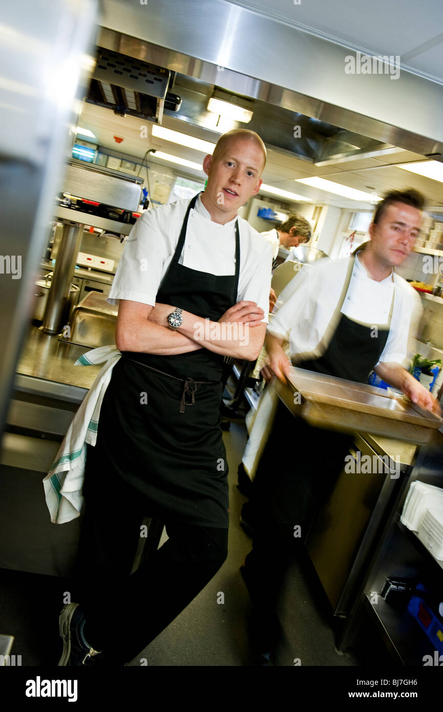 Will Holland, Head chef of LaBecasse Michelin starred restaurant, Ludlow,Shropshire. Pictured in the restaurant's kitchen. Stock Photo