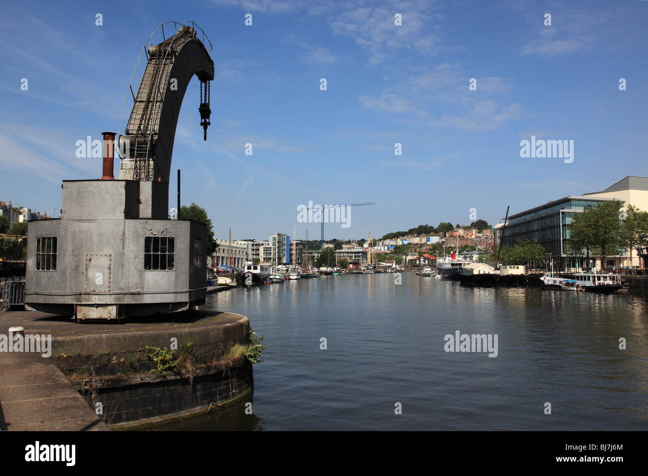 The restored Fairbairn Steam crane ( a Scheduled Ancient Monument)  on Bristol docks, Bristol harbourside, City of Bristol, England, UK Stock Photo