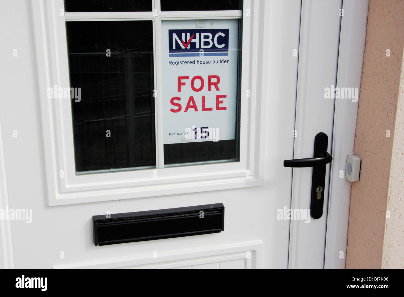 National House Building Council sign on door of new-built house Stock Photo