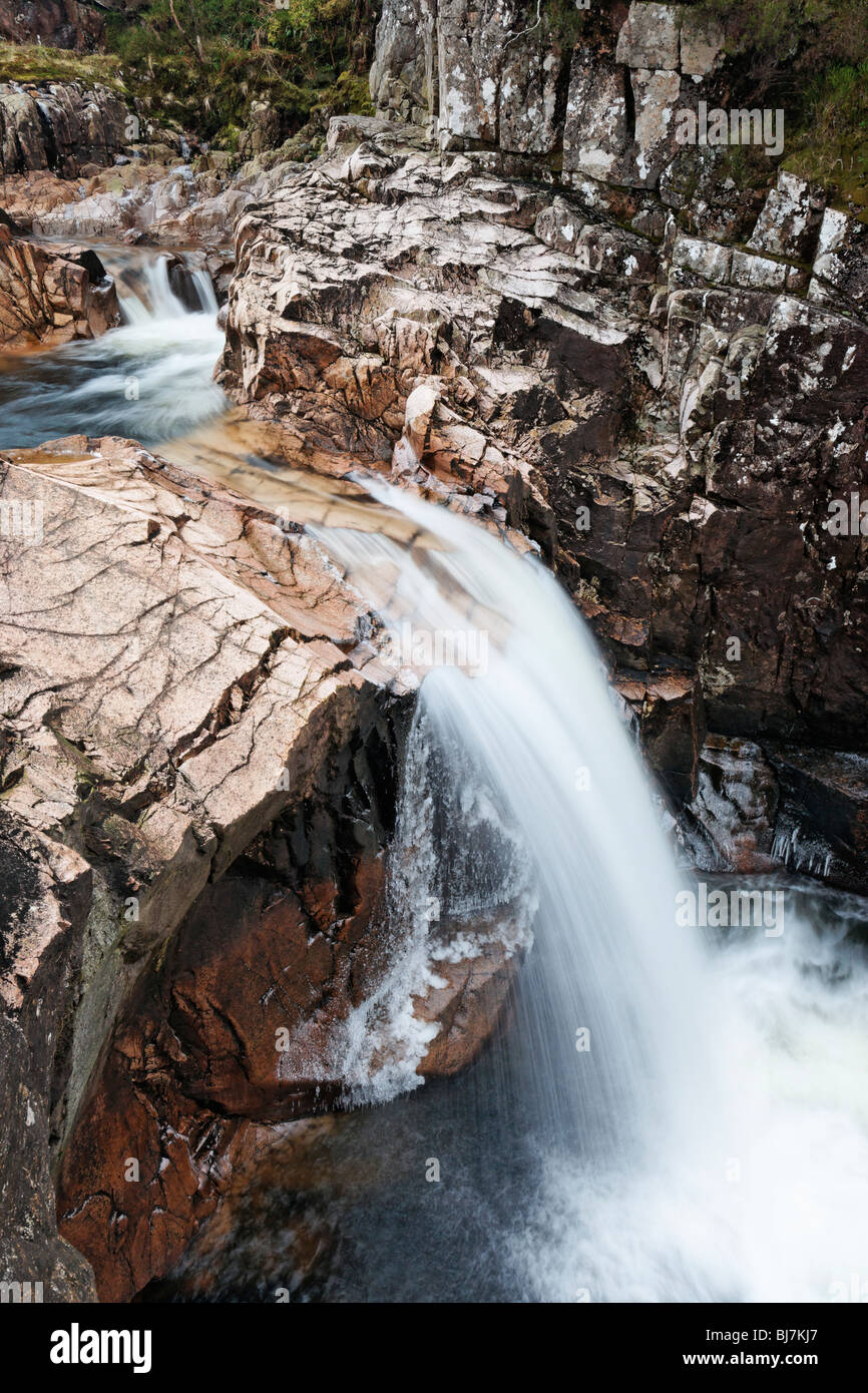 Waterfall on the River Etive. Glen Etive, Lochaber, Scotland, UK. Stock Photo