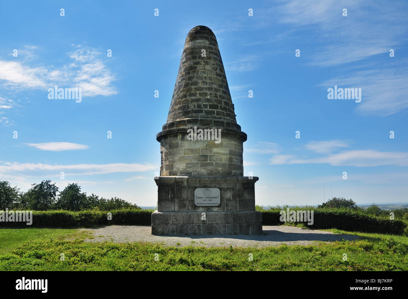 Memorial monument commemorating the battle of Lipany from May 30, 1434. Stock Photo