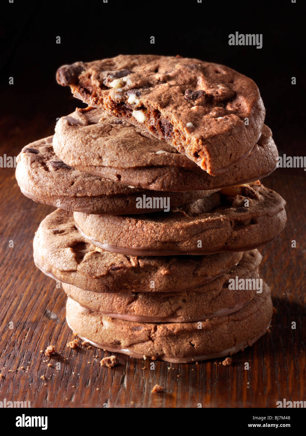 Chocolate and nut chip  biscuits Stock Photo