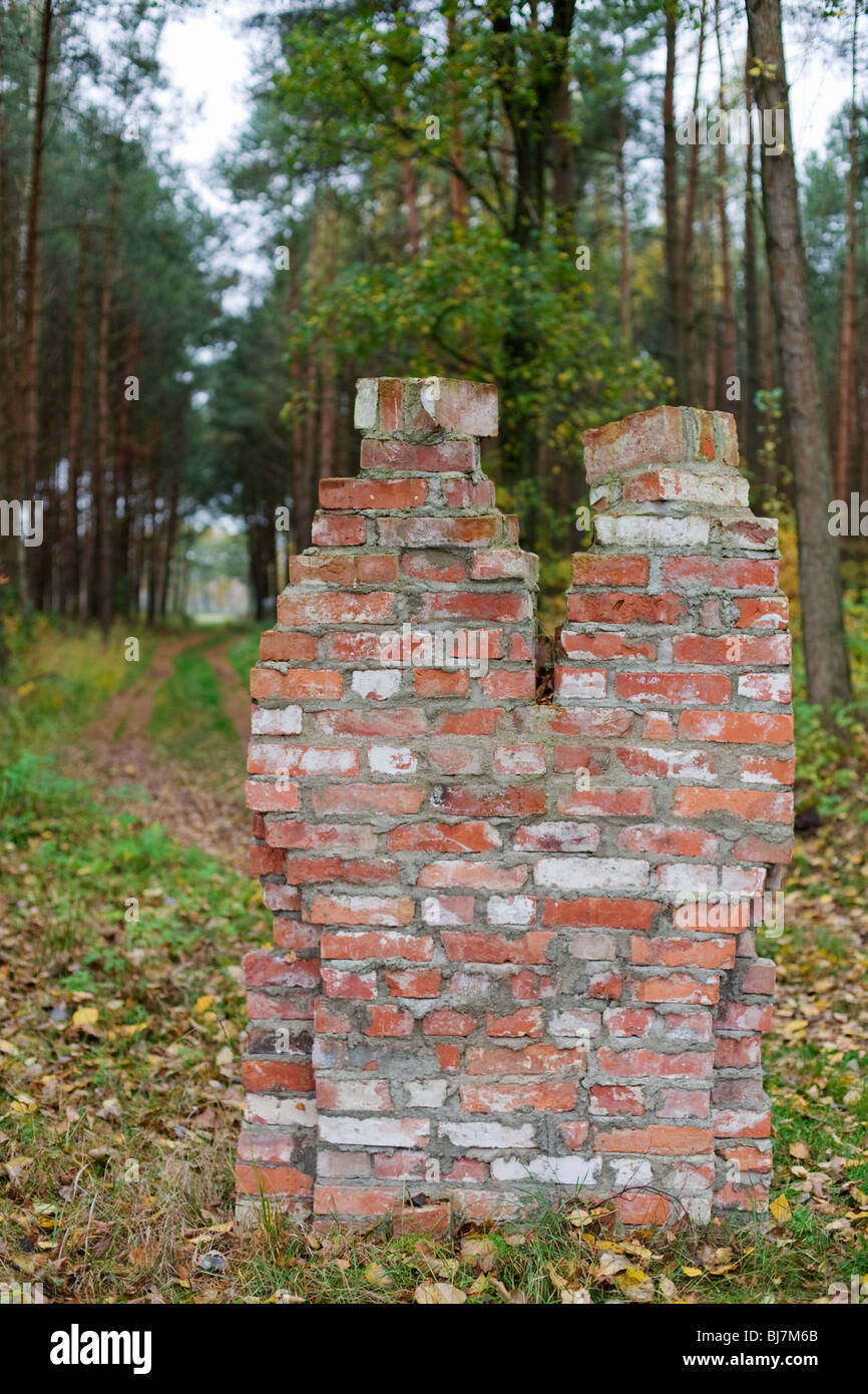 Figures made of stones from the demolition of the concentration camp, memorial to the former concentration camp in Woebbelin Stock Photo