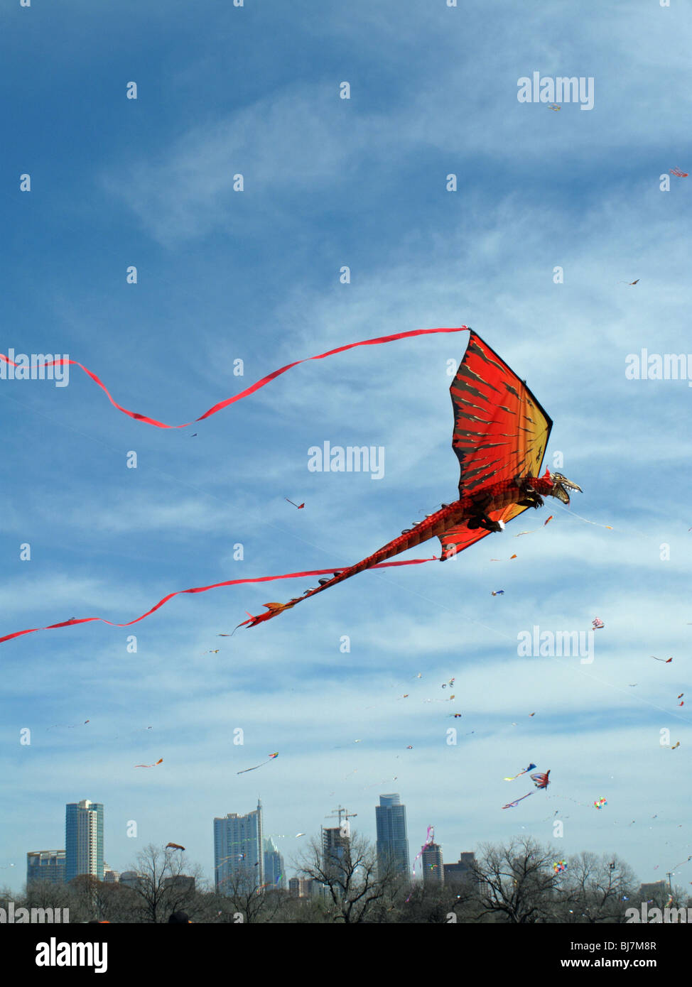 Dragon kite flying during Zilker Kite Festival Stock Photo Alamy