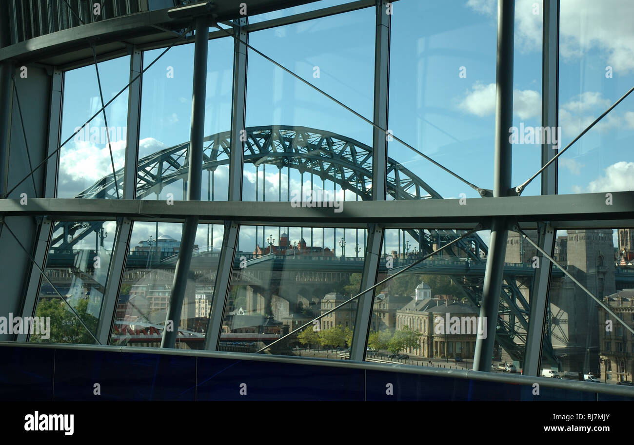 The Tyne Bridge, Newcastle upon Tyne, viewed from the Sage Building, Gateshead, Tyne and Wear, England, UK Stock Photo