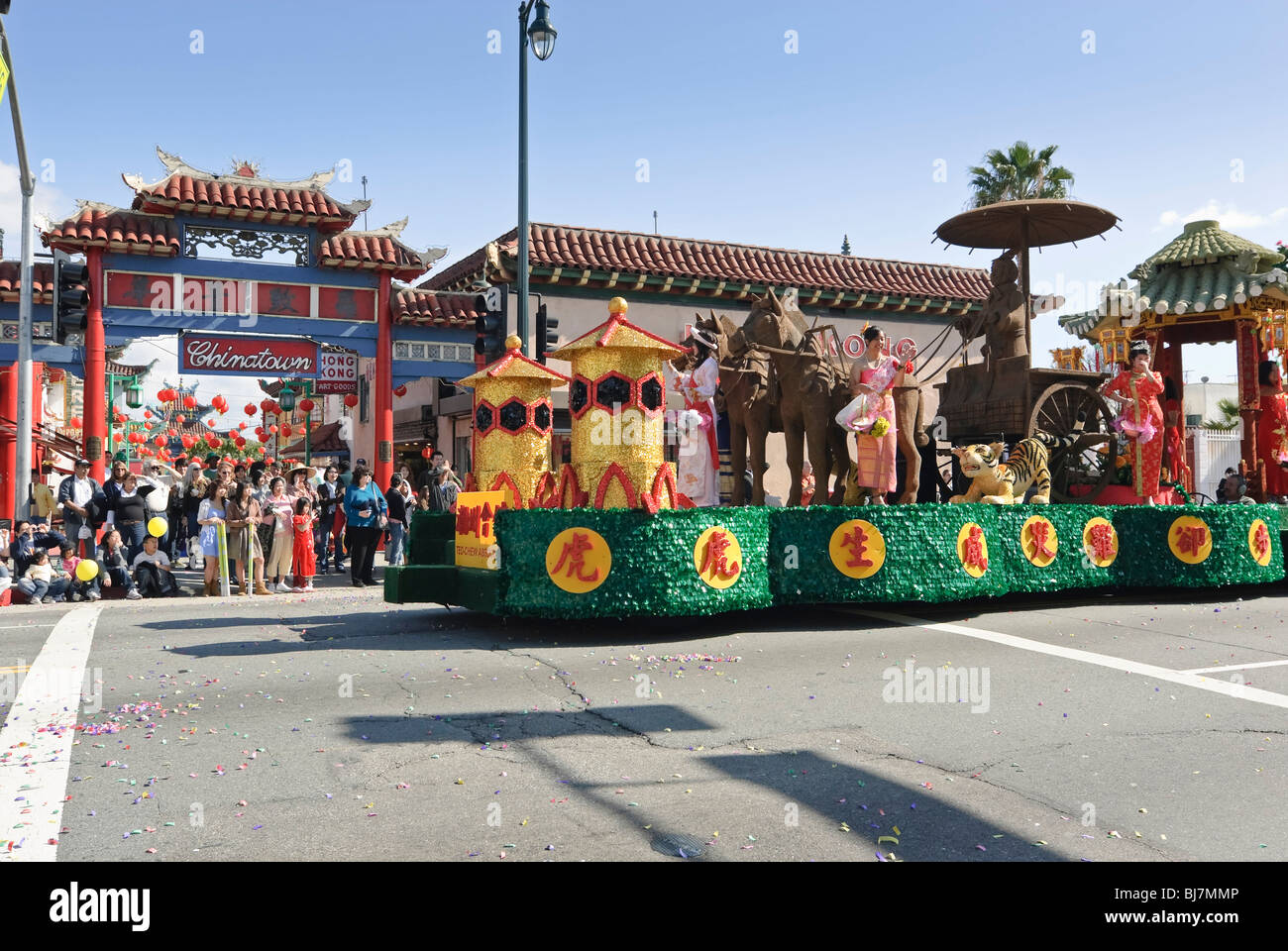 Chinese New Year parade in Chinatown of Los Angeles, California Stock