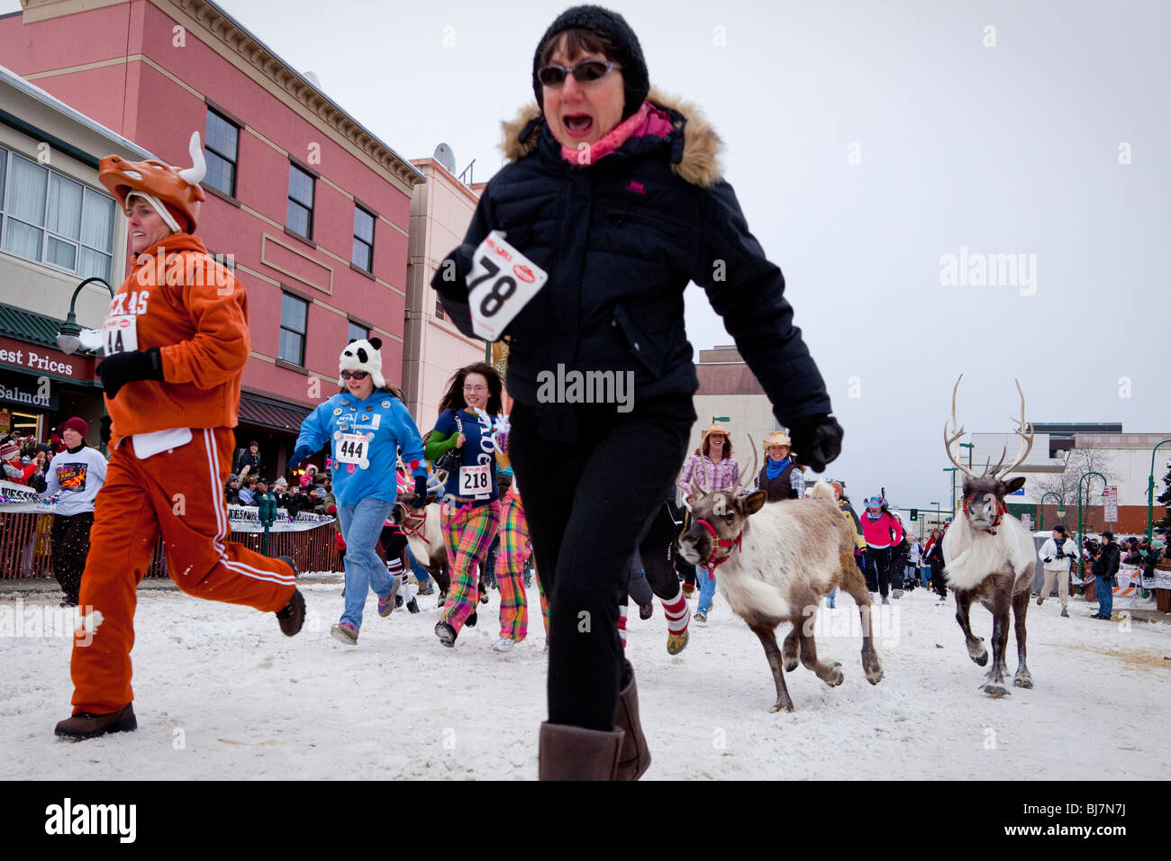 Anchorage's Running of the Reindeer, Fur Rondezvous (Fur Rondy) 2010. A