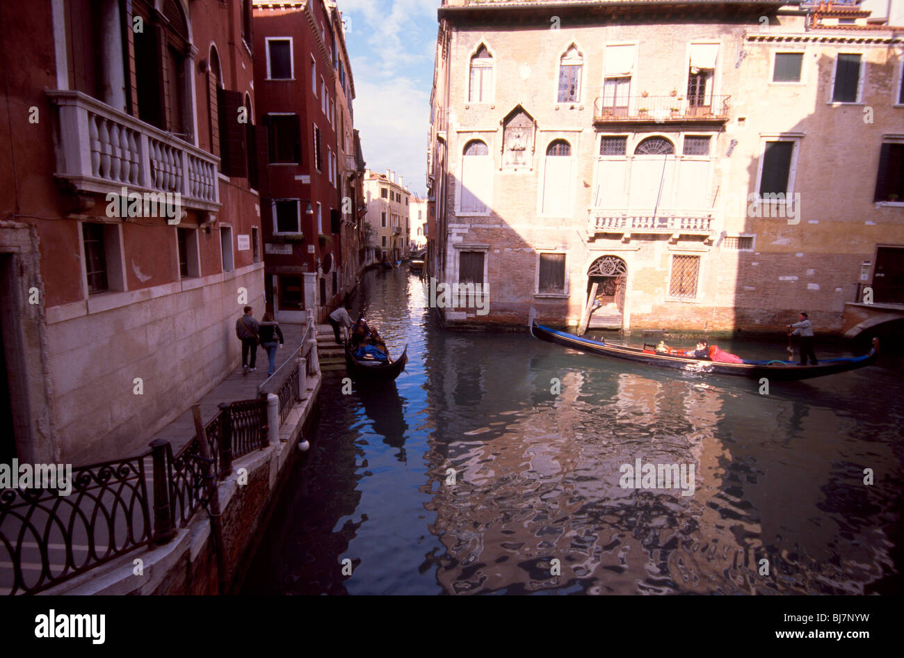 Venice, July 2008 -- Gondolas on the water. Stock Photo