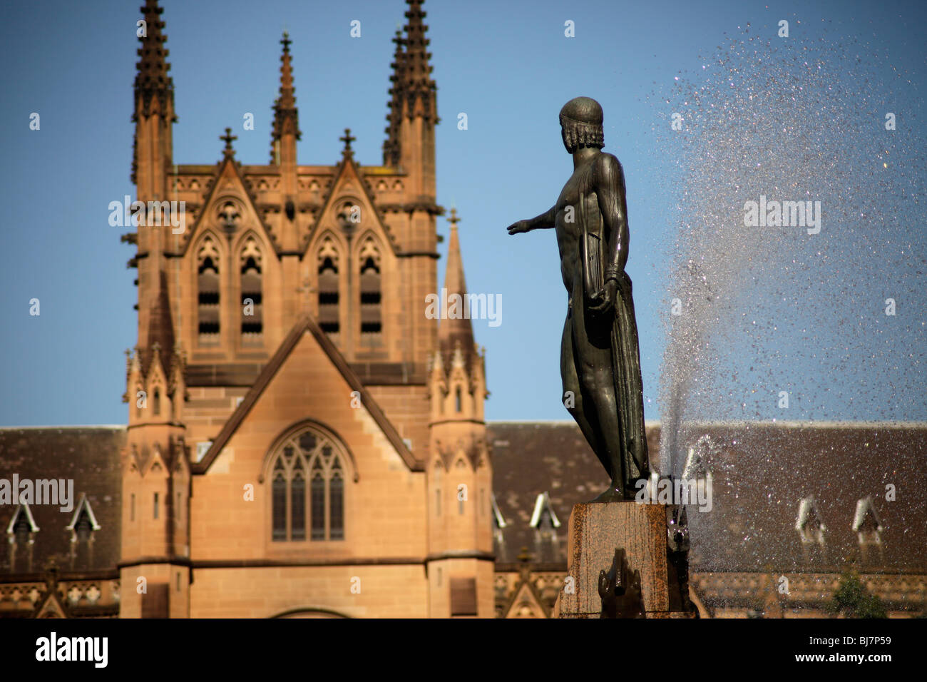 Archibald Fountain and St. James Church in Sydney, New South Wales, Australia Stock Photo