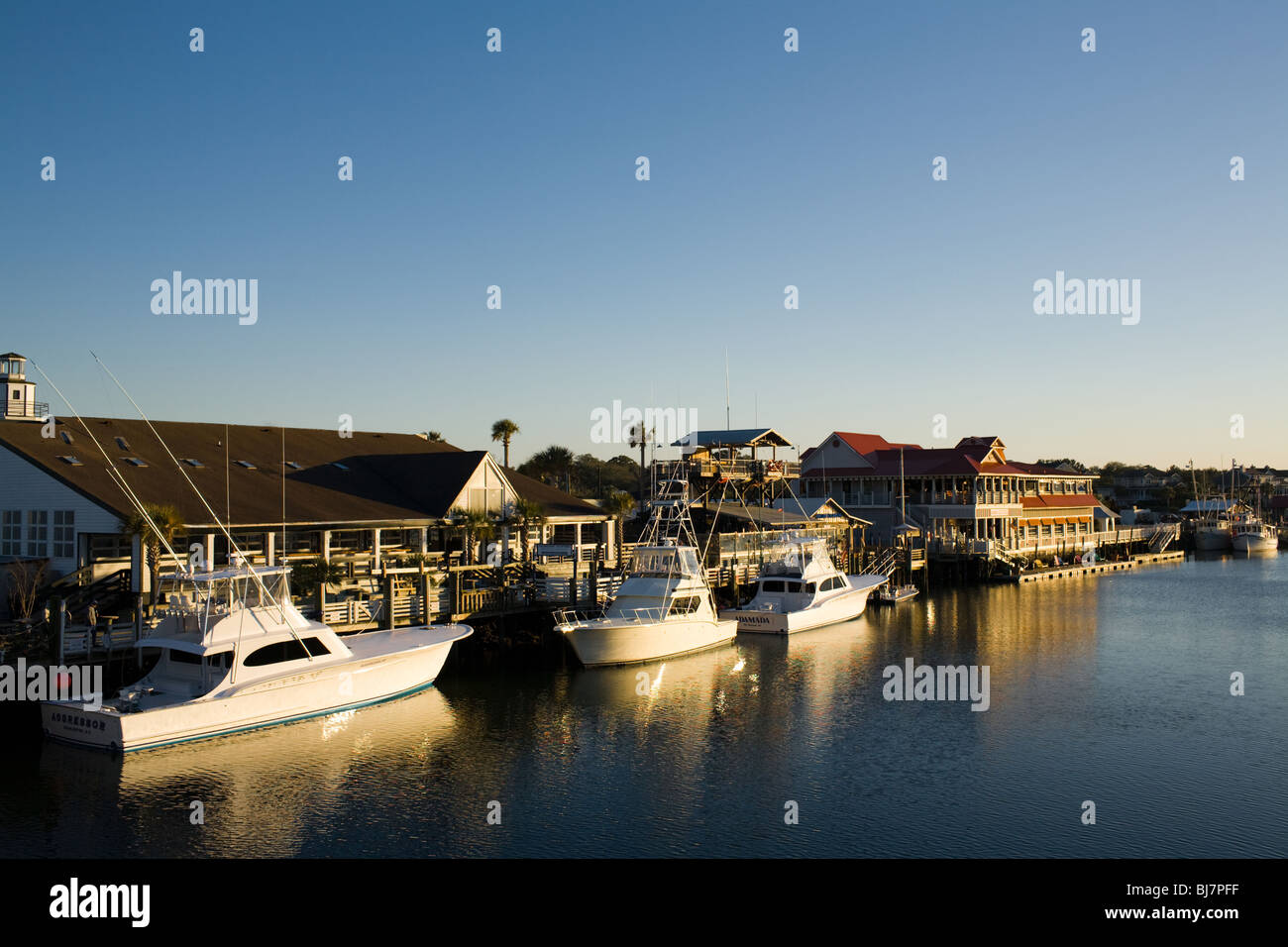 Sport fishing boats in Shem Creek, Mount Pleasant, South Carolina Stock