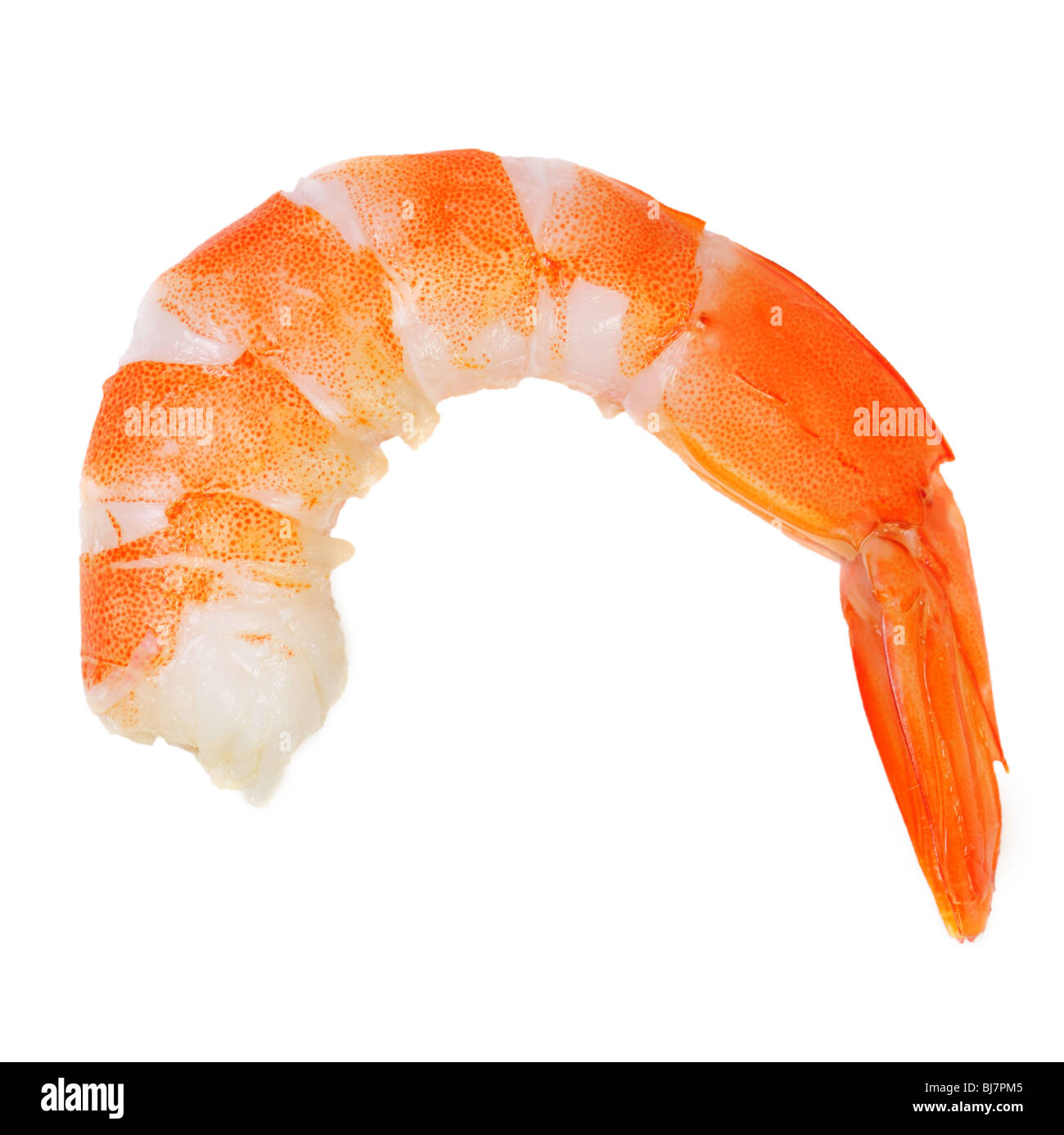 Single prawn tail isolated on white Stock Photo