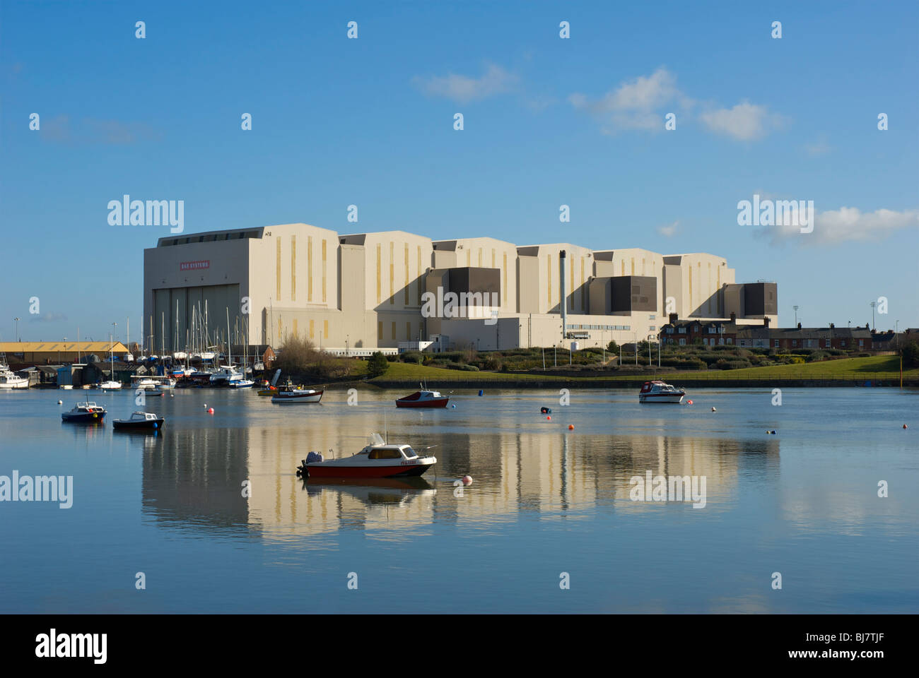 BAE Systems and Walney Channel, Barrow-in-Furness, Cumbria, England UK Stock Photo
