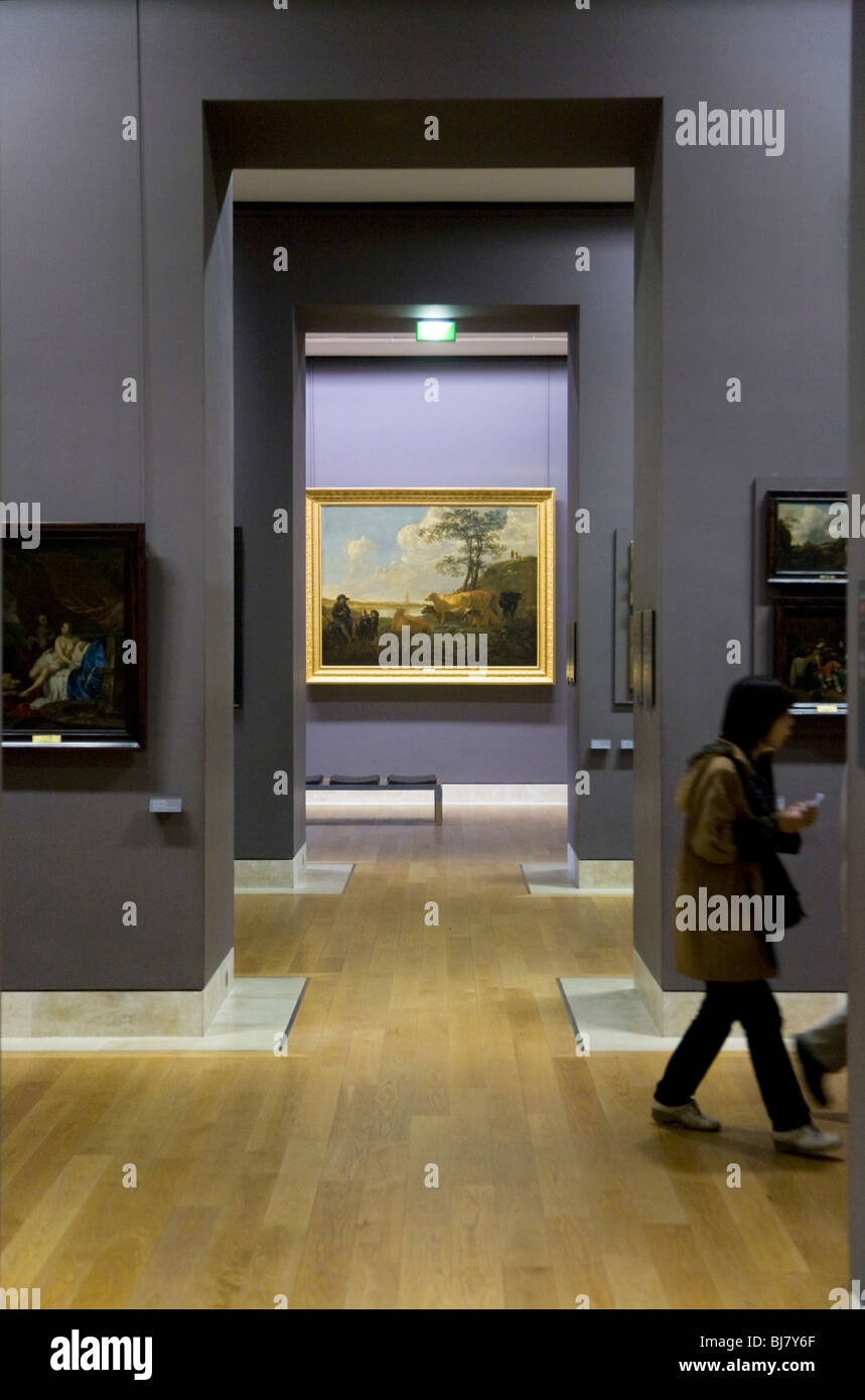 A gallery of old master type painting / paintings / masterpieces in The Louvre Museum / Musee / Palais du Louvre. Paris, France. Stock Photo