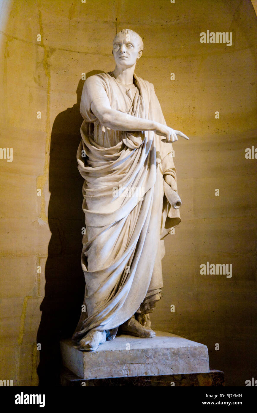 Sculpture in plaster of Marcus Tullius Cicero (Cicéron). by Jean-Antoine Houdon: 1803. The Louvre Museum, Paris. France. Stock Photo