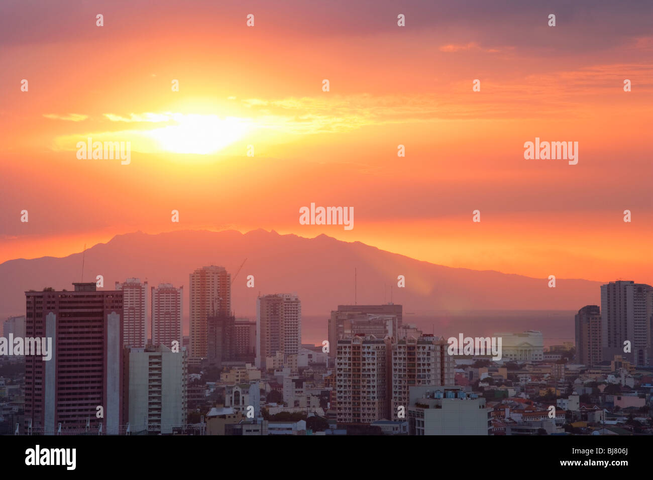 Sunset over Manila; Philippines Stock Photo