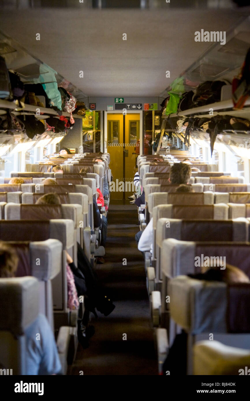 Interior Of Train Carriage On The Eurostar Service To Paris Stock Photo Alamy