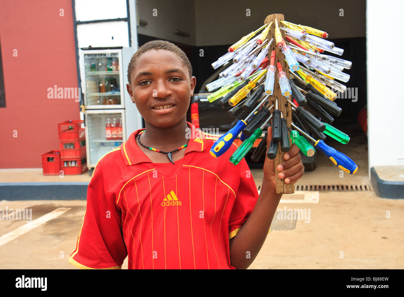 Africa Cameroon Market Red Street Yaound? Men Stock Photo