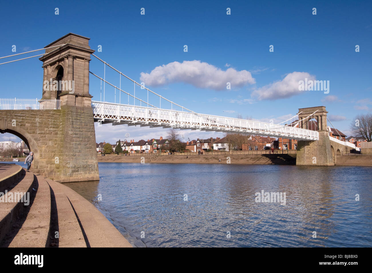Wilford Suspension Bridge over the River Trent Nottingham Stock Photo