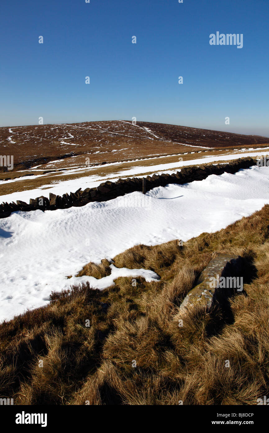 Shining Tor in the snow,Cat and Fiddle,Peak district national park,Derbyshire/Cheshire border,UK. Stock Photo