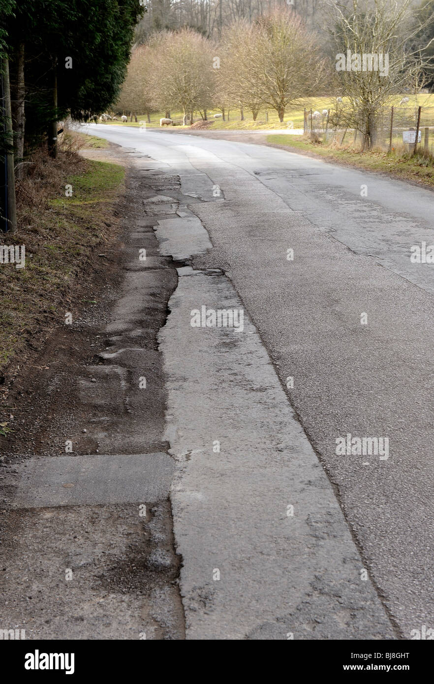 Potholes on UK roads Stock Photo