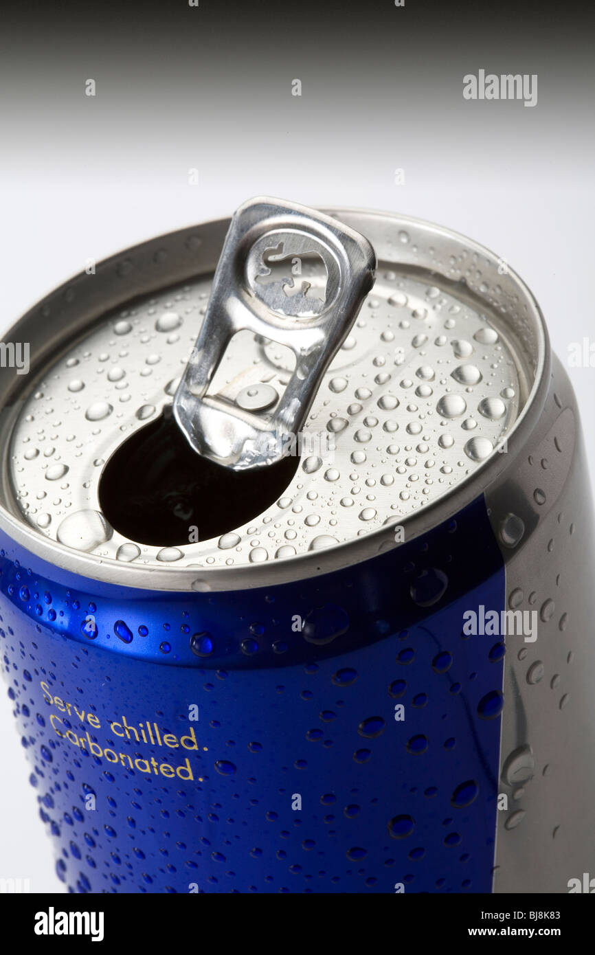 Close up of a blue and silver drinks can Stock Photo