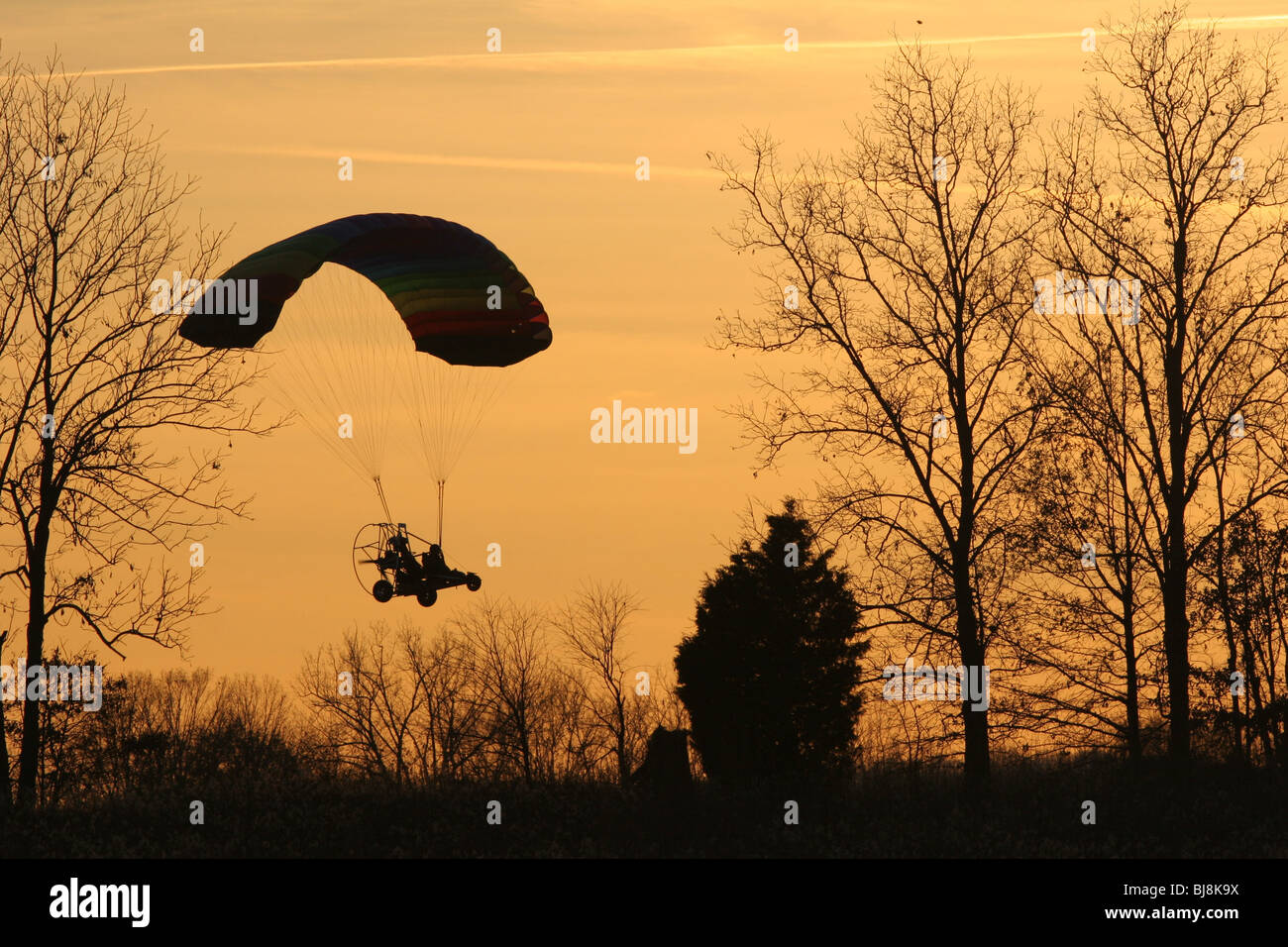 Powered Paragliding sunset ohio Stock Photo Alamy