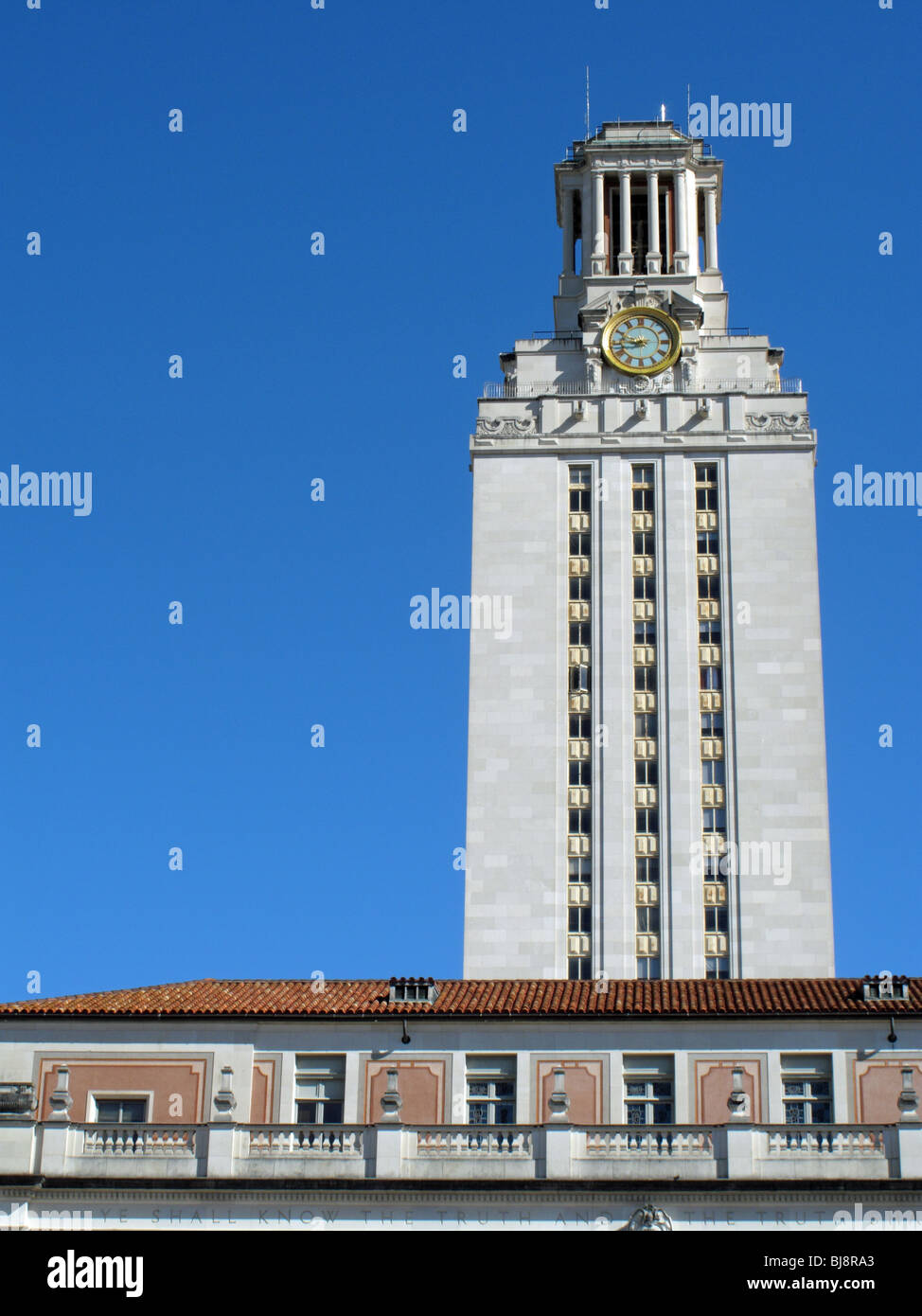 Main clock tower at University of Texas in Austin Stock Photo