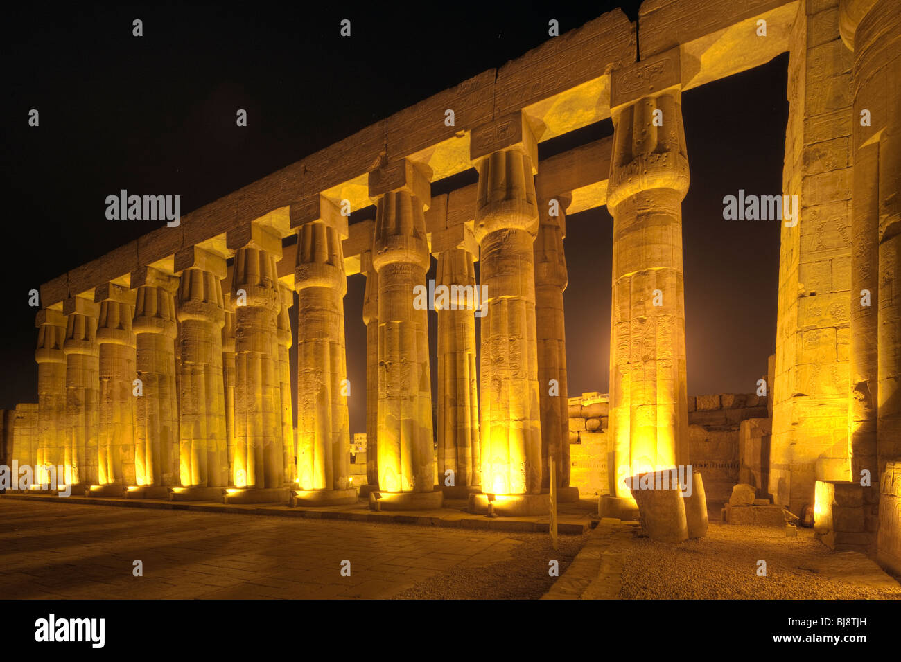 detail of columns of Court of Amenhotep, Luxor Temple, Egypt Stock Photo