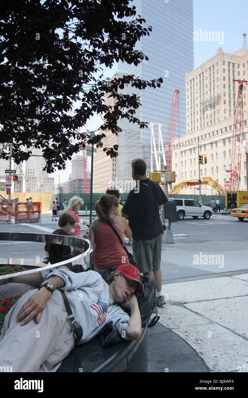 Man sleeping near Ground Zero, New York City, USA Stock Photo - Alamy