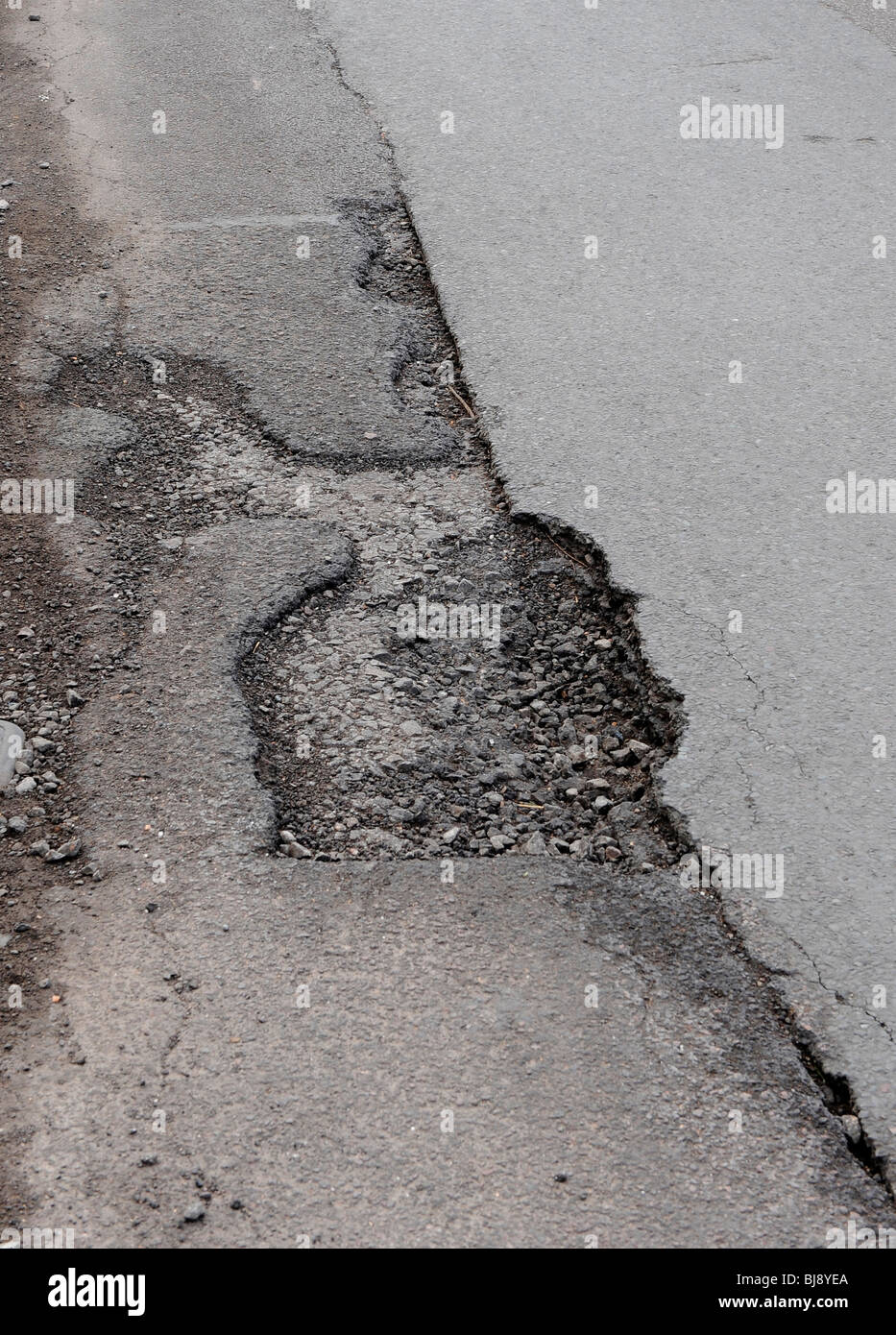 Potholes on UK roads Stock Photo