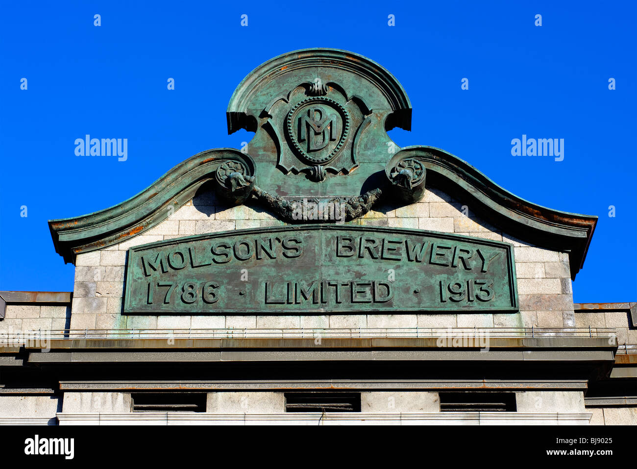 Plaque marking the foundation of Molson Brewery in Montreal, Quebec, Canada Stock Photo
