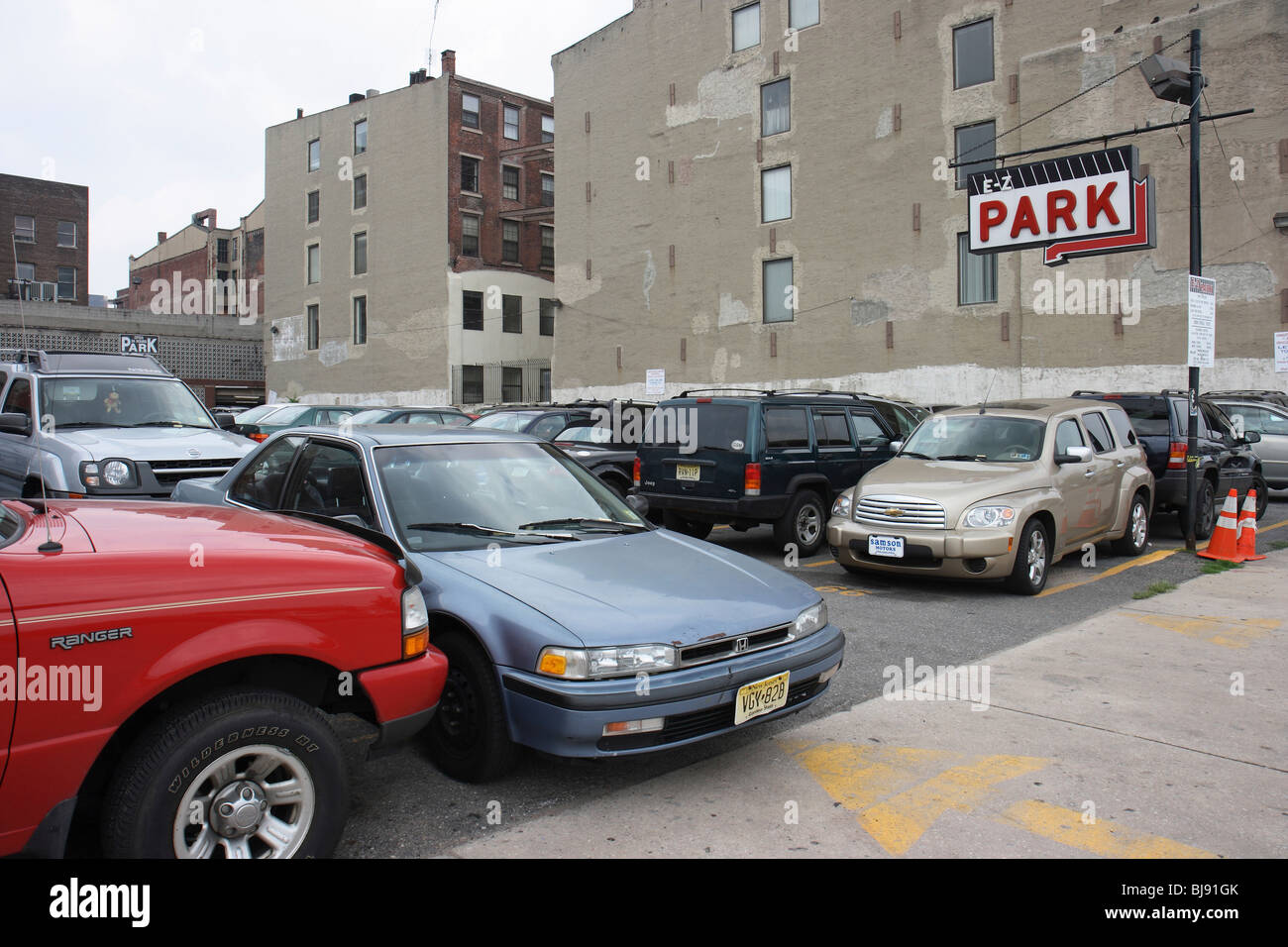 Overcrowded parking lot in the centre of Philadelphia, USA Stock Photo