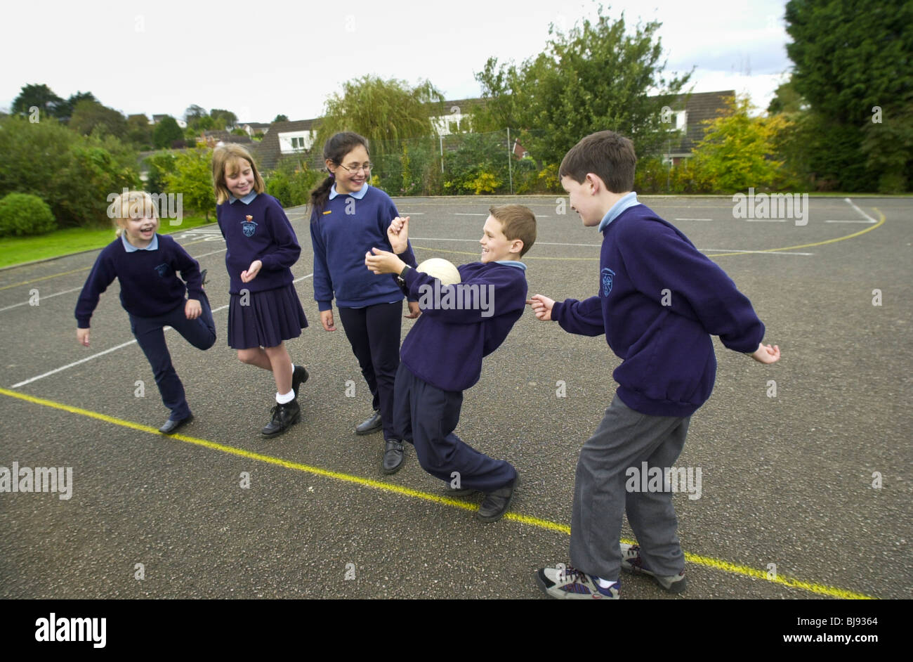 "catch don't catch" traditional playground ball game being played on