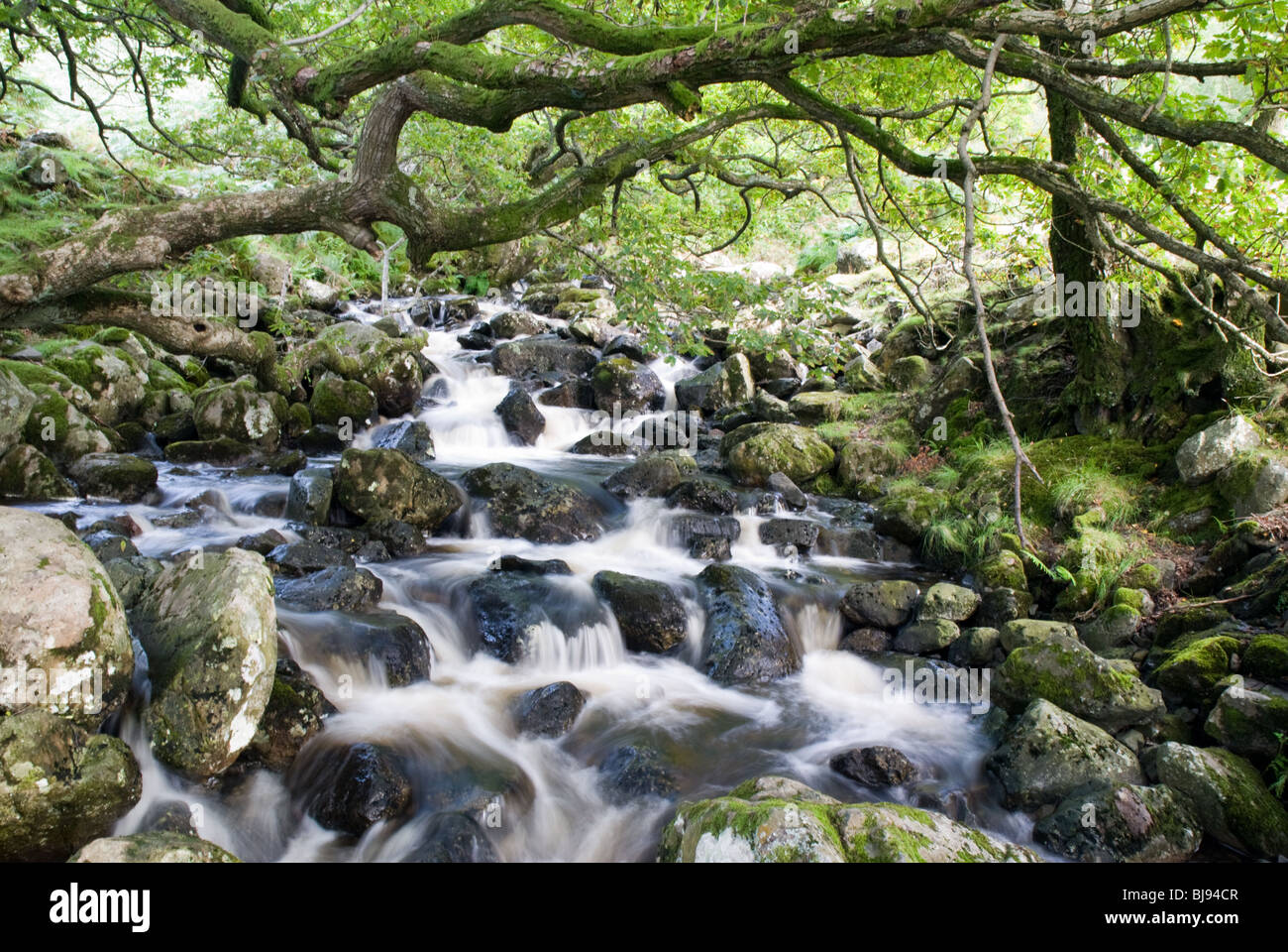 Waterfall upstream from Ashness Bridge Stock Photo - Alamy