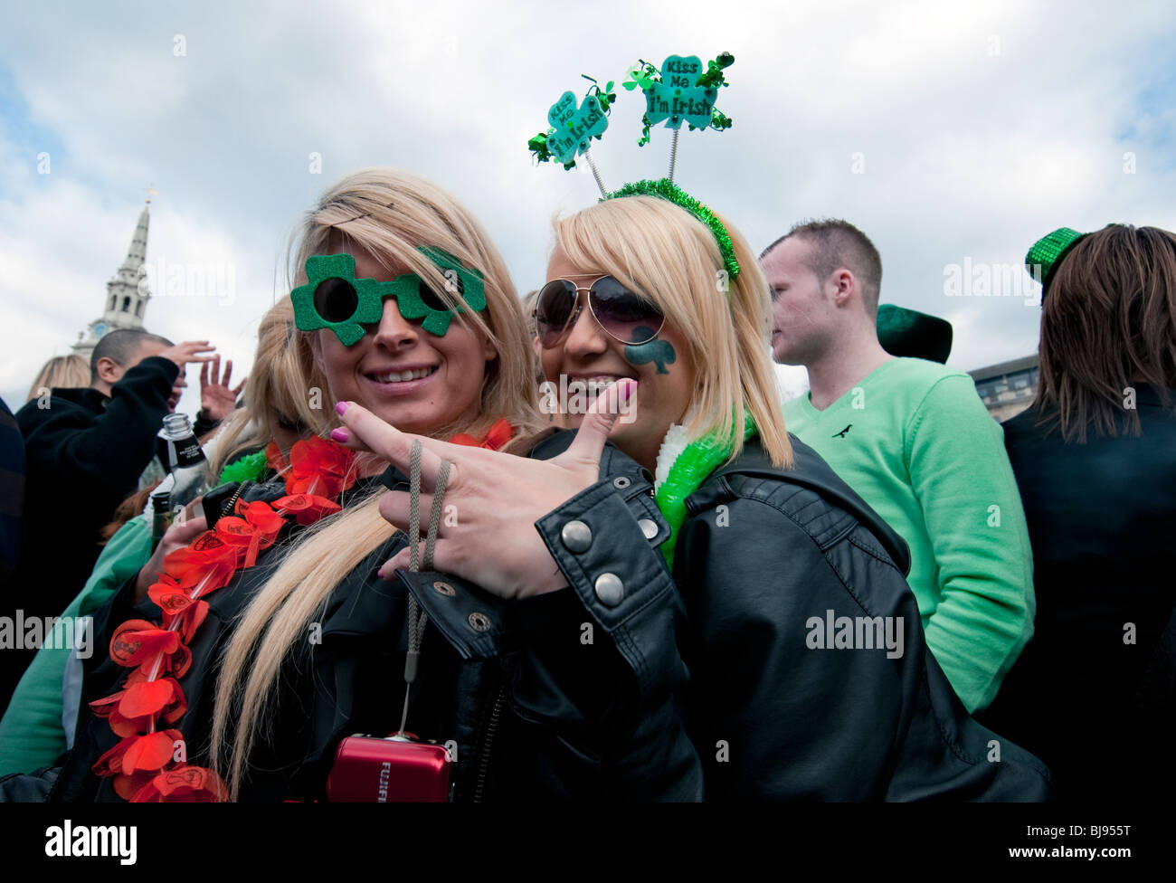 St Patrick’s day celebrations in Trafalgar Square 2010 Stock Photo