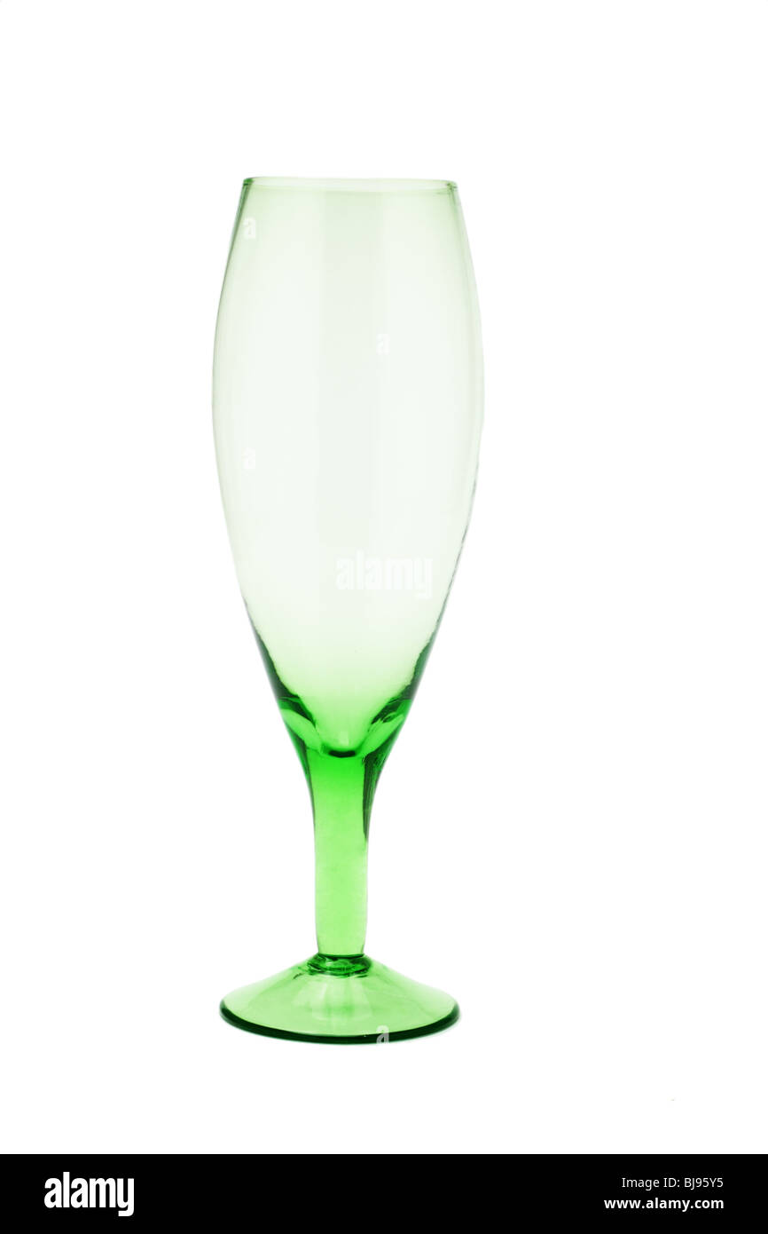 Green wine glass on white background Stock Photo